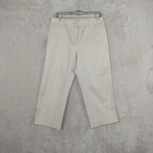 Larry Levine Petite Women's Classic Tan Capri Pants Sz 10P Stretch Career Casual